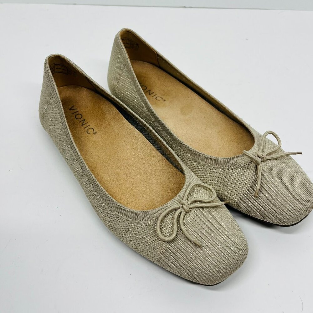 Vionic Women's Beige Bow Ballet Flats